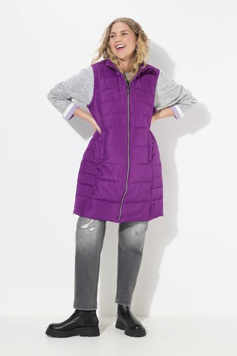 Image du produit Ulla Popken Gilet matelassé, col montant et capuche. Silhouette en A. Matière recyclée. (50, 52)
