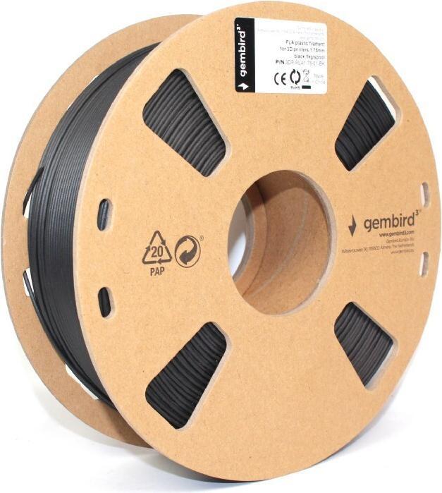Image du produit Gembird Cassette de filament PLA bobine étroite (PLA, 1.75 mm, 1000 g, Noir)
