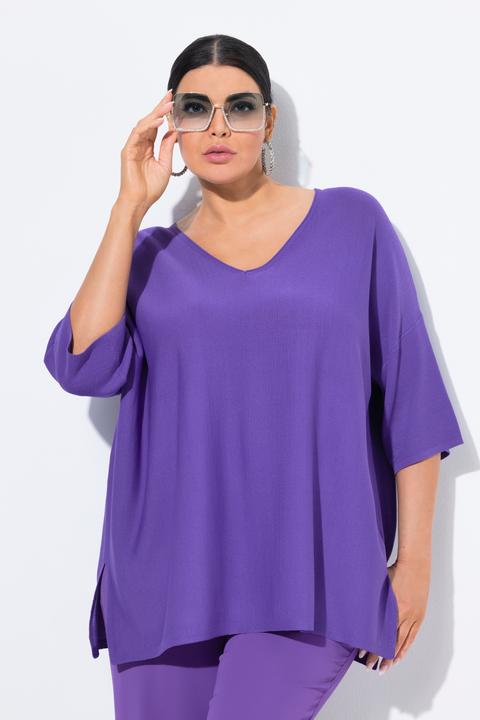 Produktbild Ulla Popken Pullover, Oversized, V-Ausschnitt, Halbarm (56)