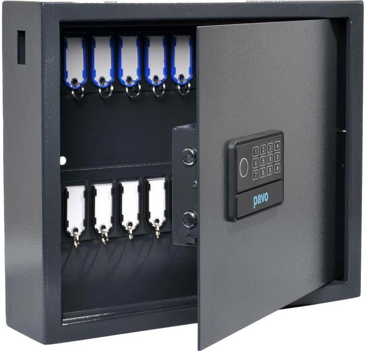 Actual product image pavo High Security key safe grey with 20 hooks electronic lock
