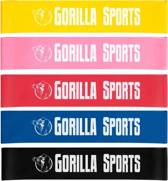 Produktbild Gorilla Sports Resistance Band Set (0.50 m, Stark, Extra Stark, Mittel, Extra Leicht, Leicht)
