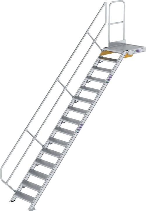 Produktbild Munk Treppe mit Plattform 45° Stufenbreite 600 mm 15 Stufen Aluminium geriffelt (Gerüst, 60 cm)