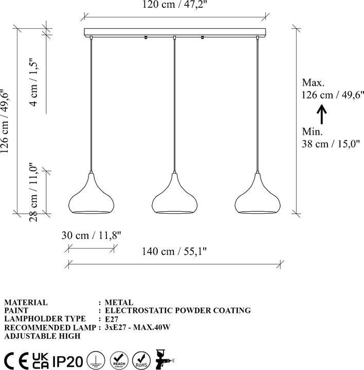 Actual product image Opviq Muba Chandelier (E27)