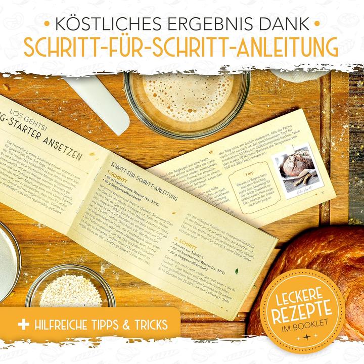 Produktbild Krustenzauber Sauerteig Starter Set mit Gärglas Spatel u. Thermometer