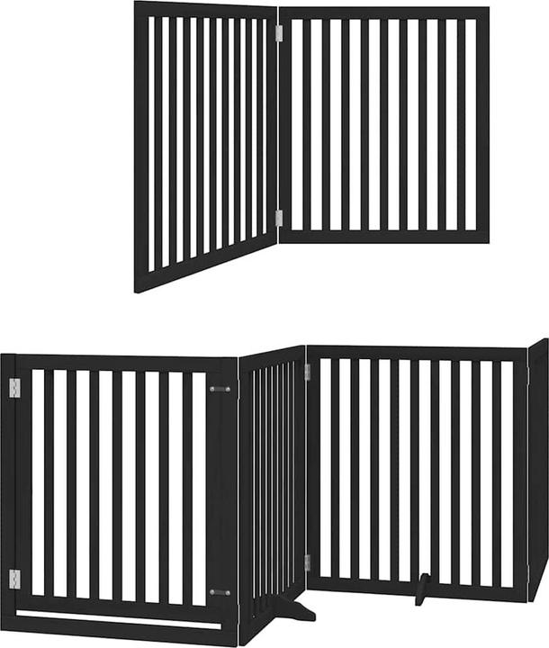 Produktbild vidaXL Hundetor mit Tür Faltbar Absperrgitter Hunde Schutzgitter 10-tlg. Holz (80 cm)