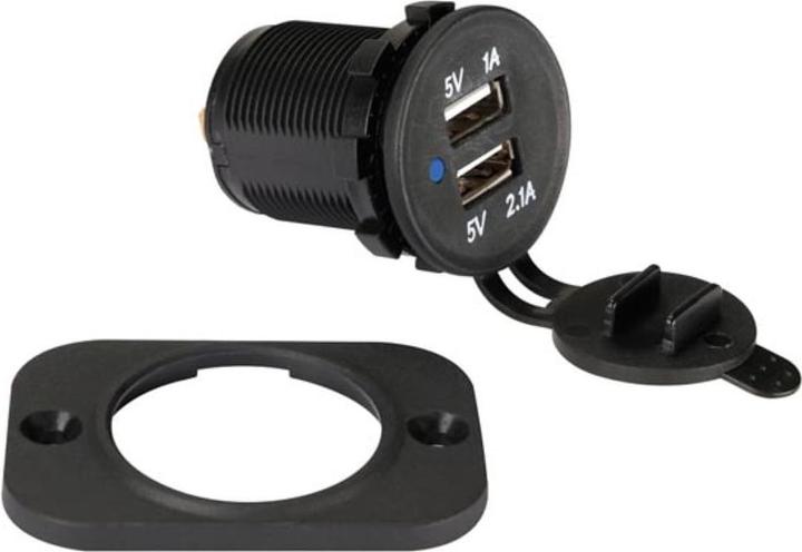 Actual product image Velleman FLUSH MOUNT USB CAR CHARGER (12-24 VDC IN,2 x 5 V OUT)