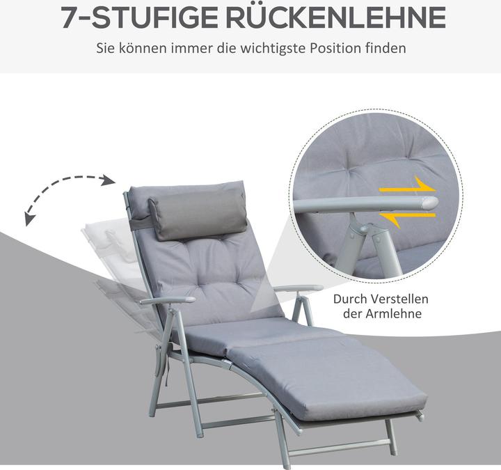 Produktbild Outsunny Sonnenliege mit Kissen (180 cm)