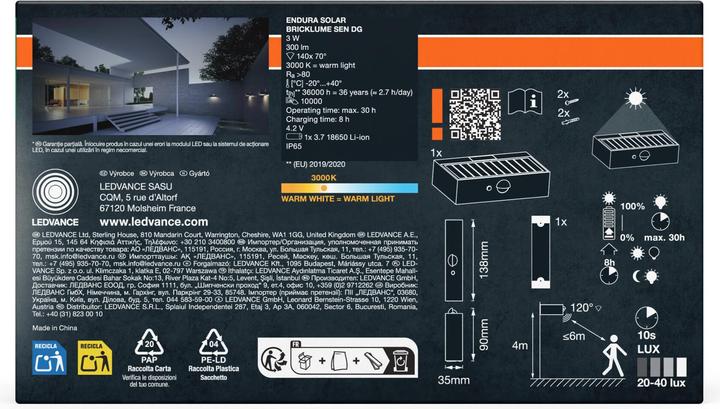Image du produit Osram Capteur Endura Style Solar Bricklume Dark Gray (300 lm, IP65)