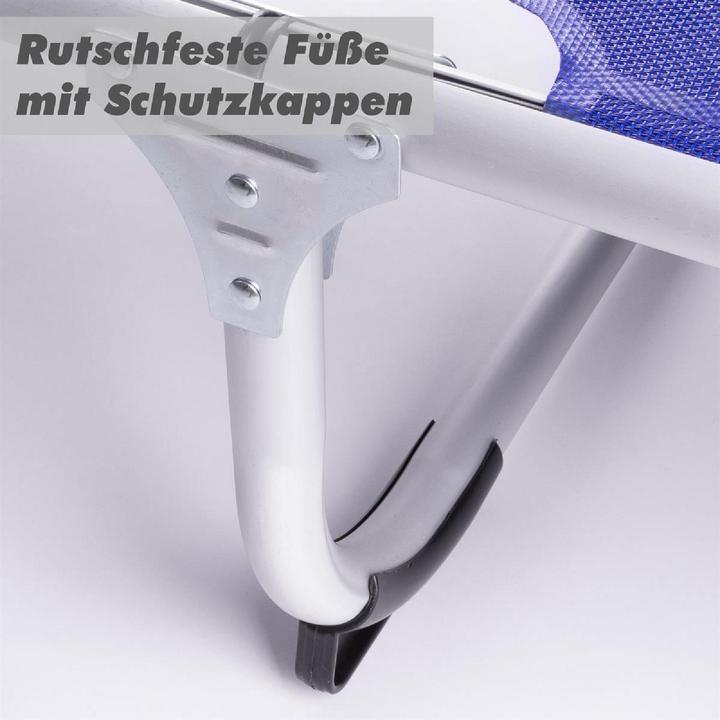 Actual product image VCM Sonnenliege Sonnendach Blau 187x58x30 cm Alu Campingliege klappbar (187 cm)