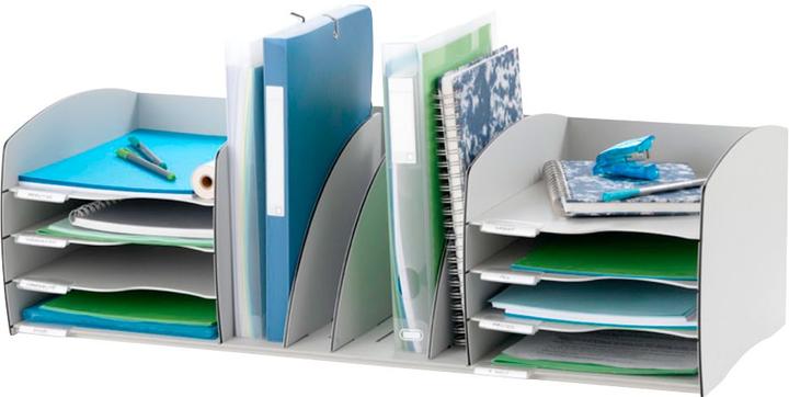 Produktbild Paperflow Ablagesystem XL, 8 Einsätze, grau aus Polystyrol, 4 verstellbare Trennelemente (A4)