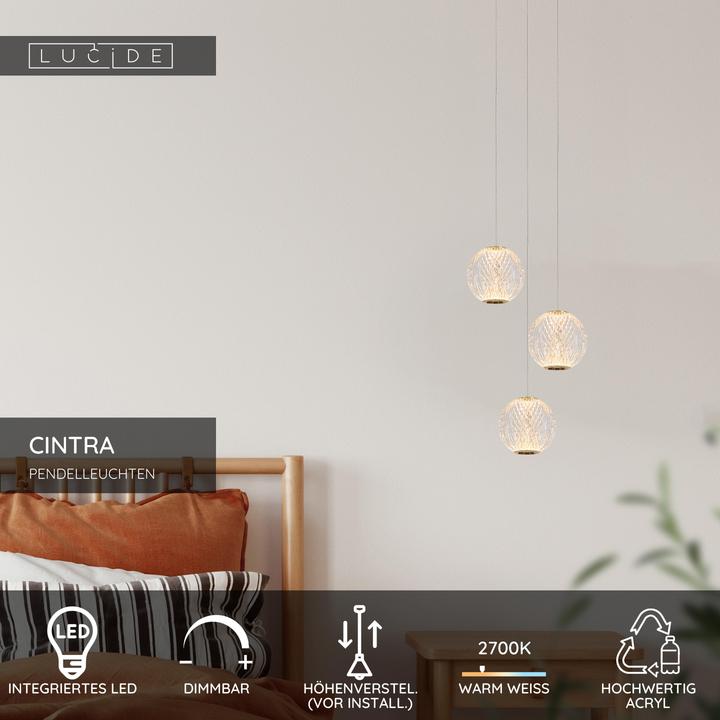 Actual product image Lucide CINTRA - Pendants - Ø 25 cm - LED - 1x12,6W 2700K - Transparent 13499/13/60 (283 lm)