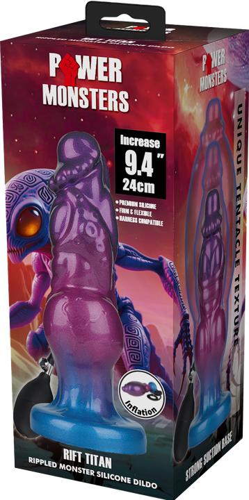 Actual product image Power Monsters Rift Titan – Aufblasbarer Monster-Dildo mit Wellenstruktur – 24 cm – Mix Color