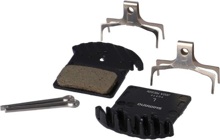 Actual product image Shimano Ice-Tech J02A Resin disc brake pads with cooling fins J02A Resin 25 pairs (Shimano, Organic (Resin))