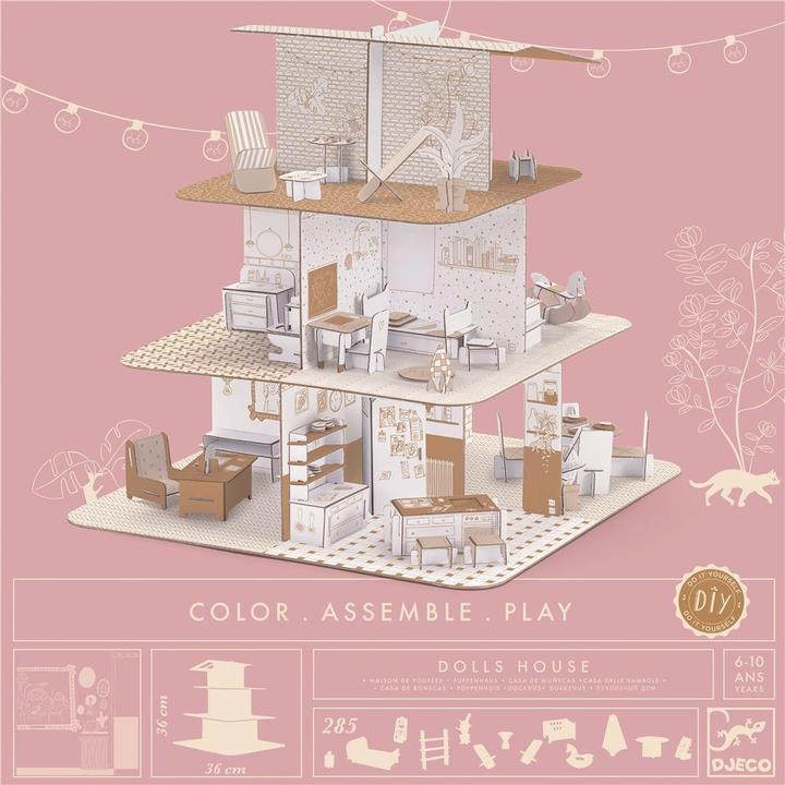 Actual product image Djeco 3D Building & Painting Set Doll House