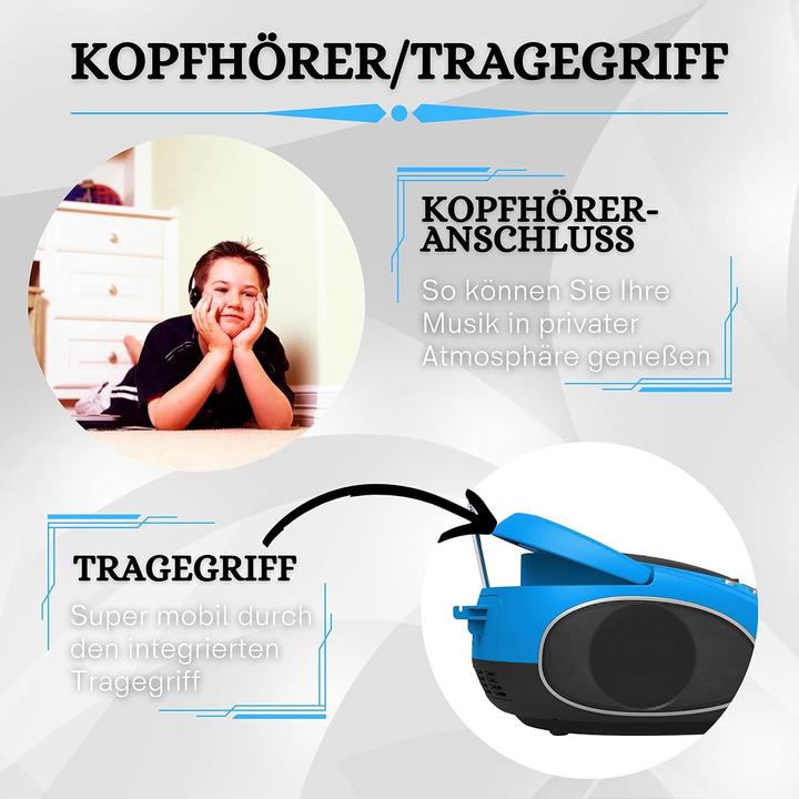 Image du produit Cyberlux Tragbare Boombox mit CD-Player und Bluetooth