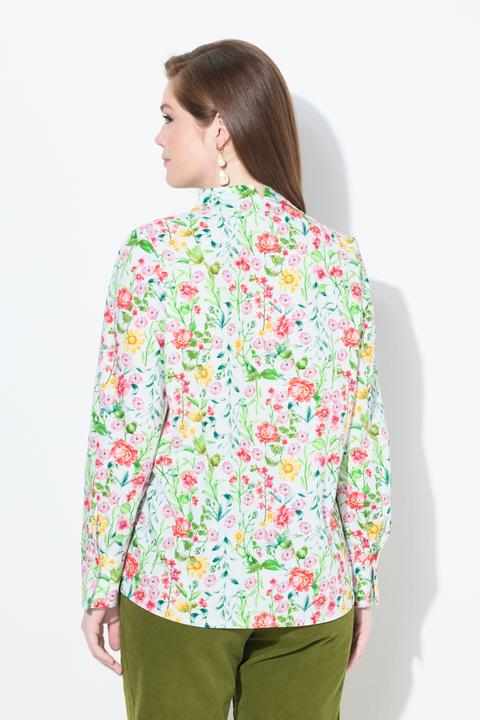 Produktbild Ulla Popken Bluse, Blüten, Kelchkragen, V-Ausschnitt, Langarm (50, 52)