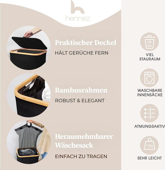 Produktbild Hennez Wäschekorb Adrian (140 l)