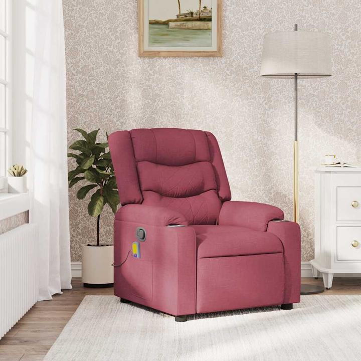 Actual product image vidaXL Massage chair wine red fabric