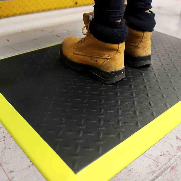 Coba Europe Schwarz, Gelb Anti-Ermüdungsmatte Antirutsch Rautenprofil, SED01, Einzelne, 900mm x 1.2m (900 x 1200 mm)