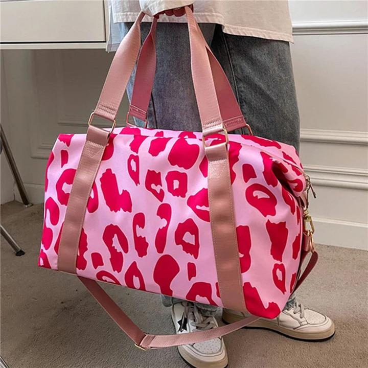 Actual product image Only-Bags.Store Fashionable Travel Bags Leopard Big Nylon Tote Fitness Gym Weekend Handbags Wet and Dry Separation