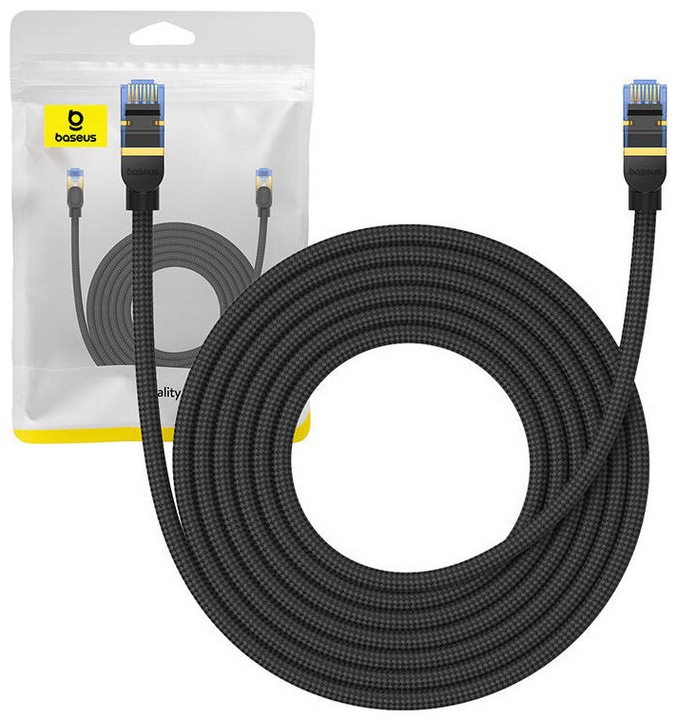 Produktbild Baseus Braided network cable cat.7 Ethernet RJ45, 10Gbps, 5m (black) (S/UTP, CAT7, 5 m)