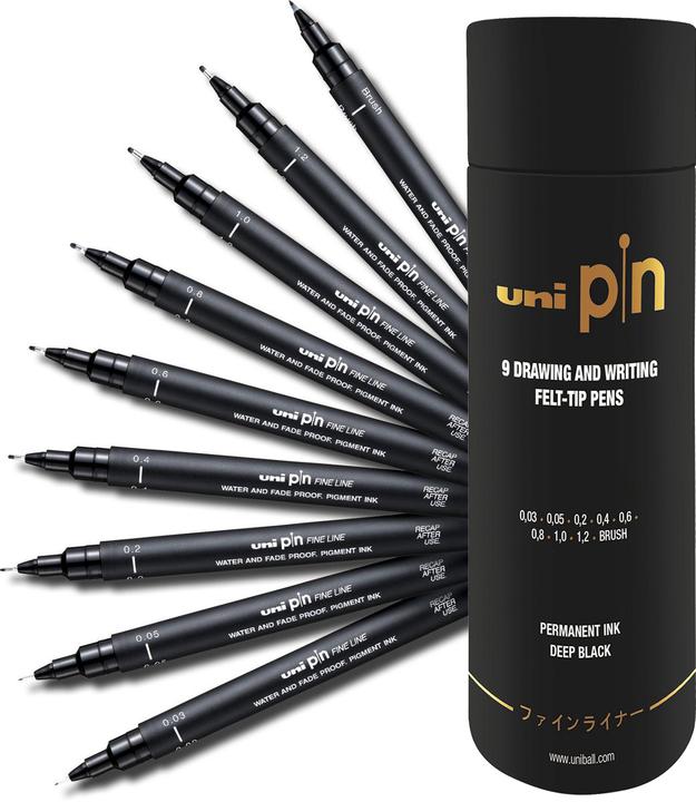 Produktbild Uni-ball Uni - The Tube Finerliner - Black (9 pcs) (401228) (Schwarz, 9x)