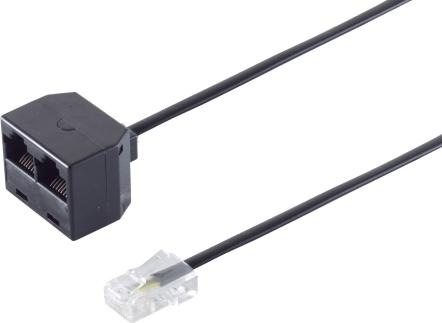 Produktbild Tecline ISDN Verteiler, 2-fach, 1 x RJ45 St/2x RJ45 (8P8C) Bu, 10 cm Kabel Zum Anschluss von 2 ISDN-Gerät...