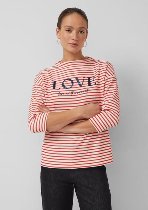 Produktbild s.Oliver Sweatshirt Gestreiftes Sweatshirt mit 3/4-Ärmeln und Stehkragen (36)
