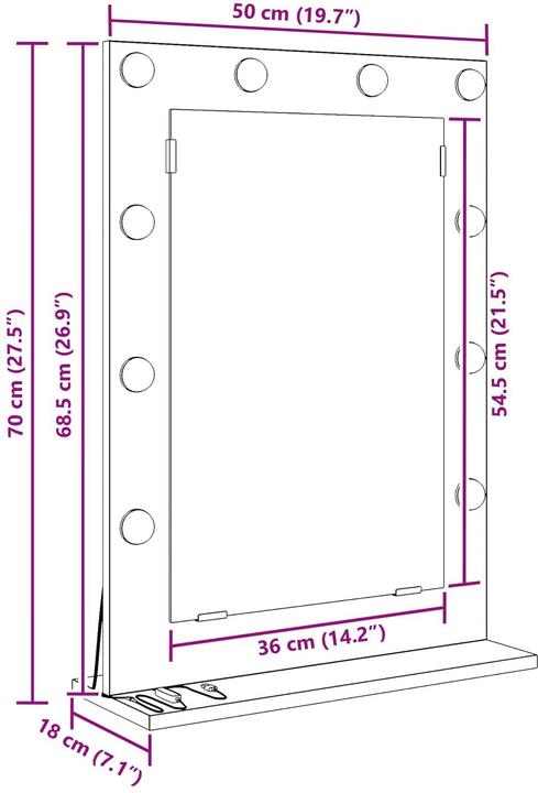 Actual product image vidaXL Schlafzimmerspiegel (50 x 18 cm)