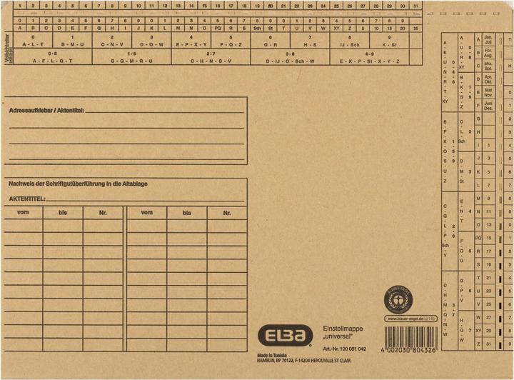 Image du produit Elba Dossiers de réglage universels, emballés par 50 pièces (A4, 1 x)
