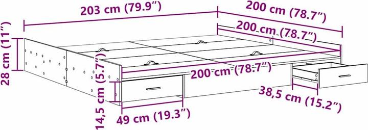 Actual product image vidaXL Moderner Bettrahmen (200 x 200 cm)