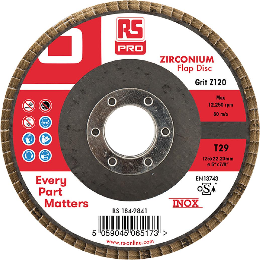 Thumbnail - Rs Pro, Schleifmittel, Zirkoniumdioxid Lamellenscheibe Ø 125mm, Korngrösse P120 (P120)