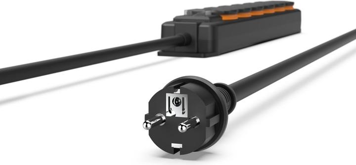 Produktbild Hama Steckdosenleiste, 6-fach, für aussen IP44, Schalter, Wandmontage, 2 m, Schw. (6x, 2 m)