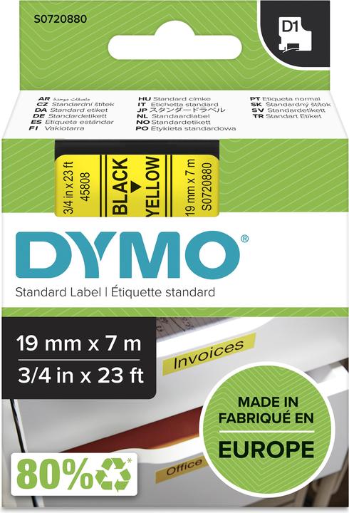 Immagine prodotto Dymo S0720880 Nastro standard (1.90 cm, Giallo, Nero)
