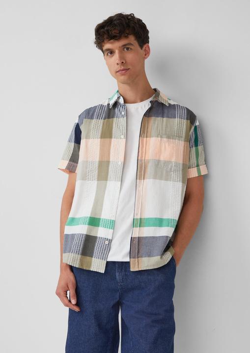Immagine prodotto s.Oliver Hemd Regular Fit: Strukturiertes Kurzarmhemd mit Kentkragen (M)