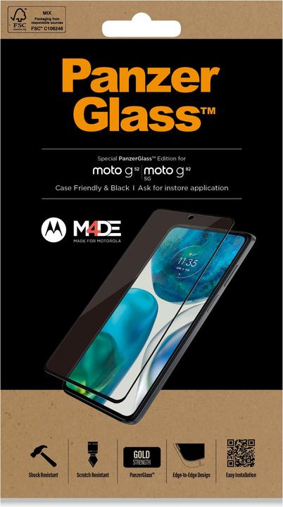 Immagine prodotto PanzerGlass Vetro da bordo a bordo con silicone (1 pz., Motorola Moto G52, Motorola Moto G82 5G)
