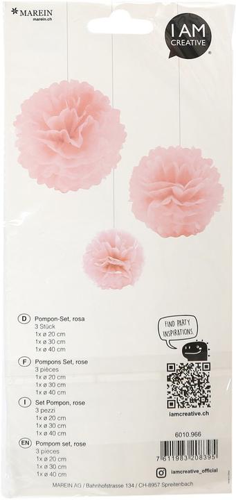 Actual product image I Am Creative Pompom set incl. string (3 pcs.)