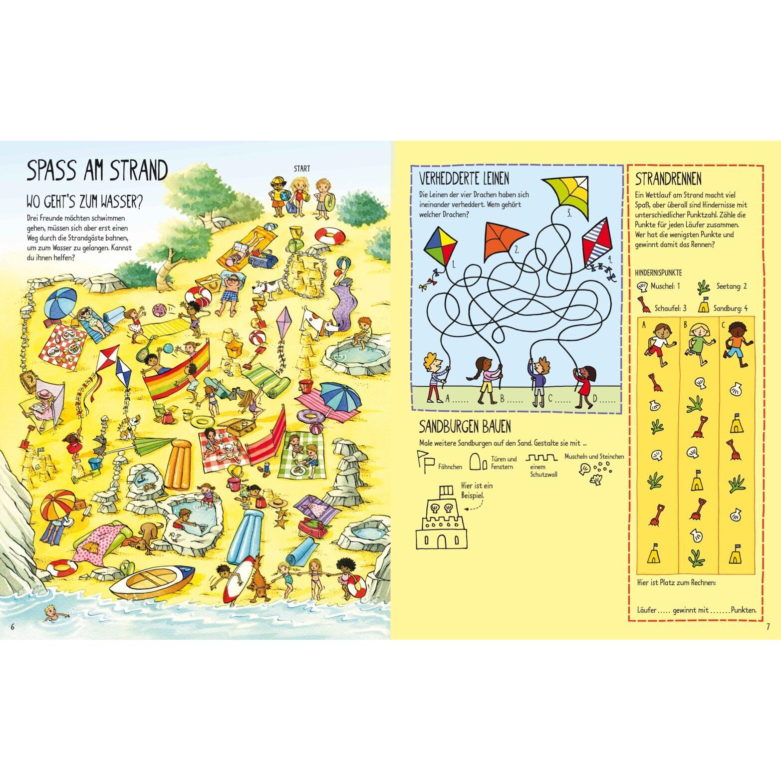 Thumbnail - Das Spiel-, Mal- und Ratebuch für die Ferien, Kinderbücher von James Maclaine, Rebecca Gilpin, Lucy Bowman