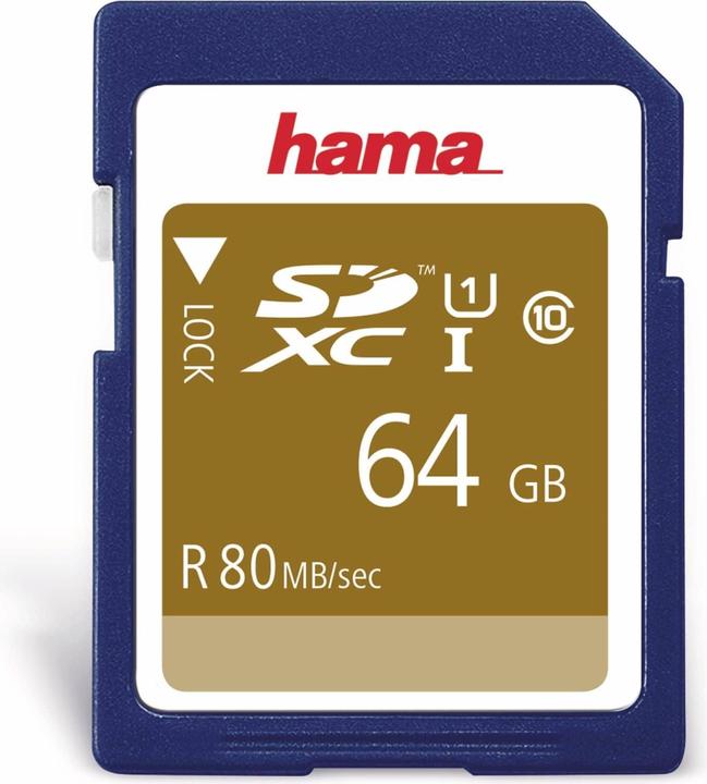 Productafbeelding Hama SDHC 64GB klasse 10 UHS-I (64 GB, SDXC, U1, UHS-I)