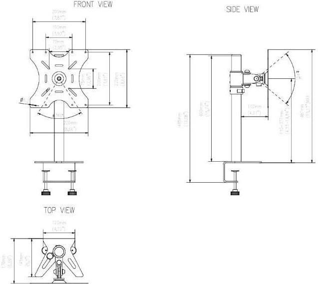 Produktbild edbak Tischhalterung MSV1 bis 15 kg – Schwarz (Tisch, 46", 15 kg)