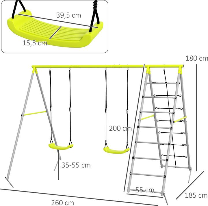 Produktbild Outsunny 2er Kinderschaukel mit Sprossenleiter