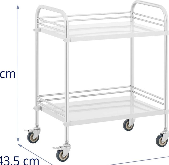 Produktbild Steinberg Laborwagen Edelstahl Aufbewahrungswagen Labor Rollwagen 2 Ablagen 20 kg Bremsen