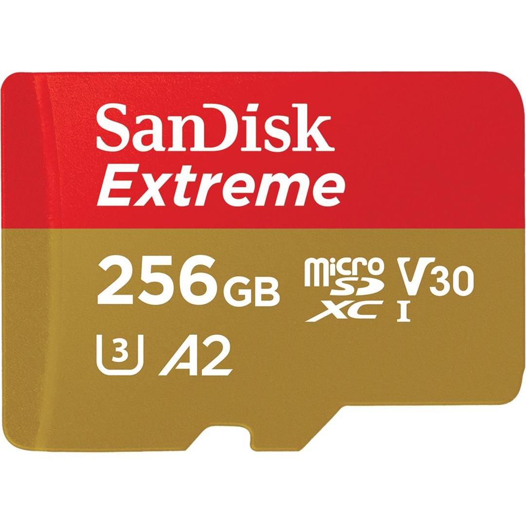 Thumbnail - SanDisk Extreme (256 GB, microSDXC, U3, UHS-I), Speicherkarte, Rot, Gold
