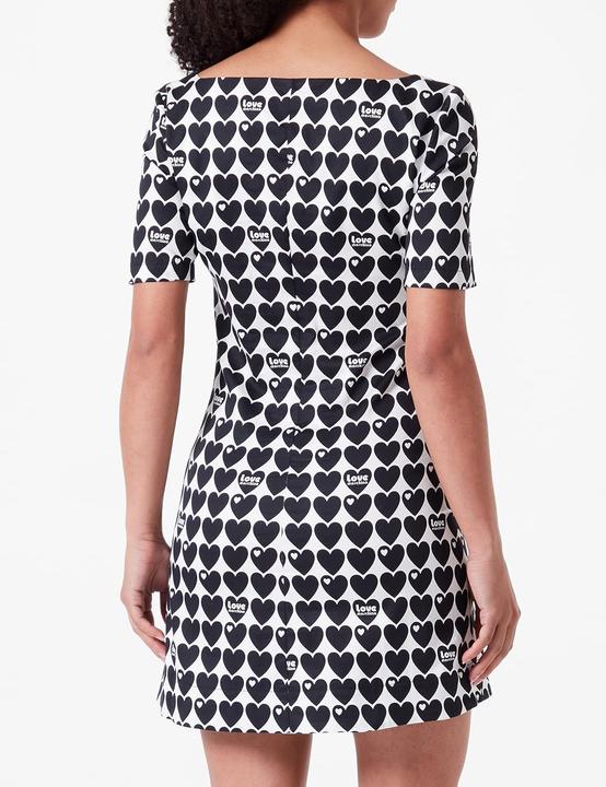 Actual product image Love Moschino Dames slim fit short met vierkante neklijn, wit zwart, 46, wit zwart, 46 (46)