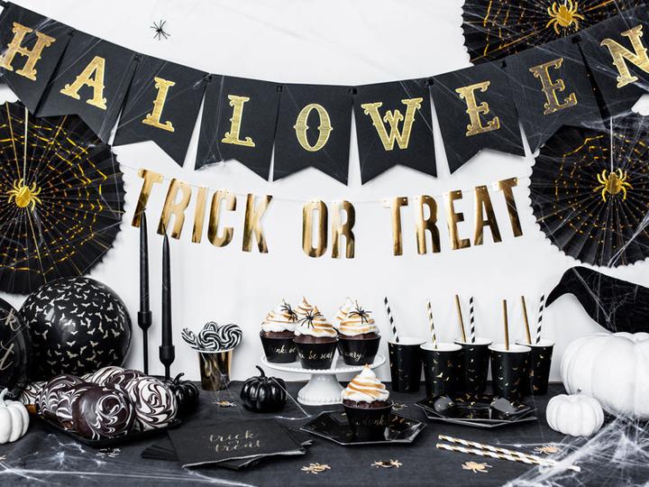Immagine prodotto Partydeco Palloncini Dolcetto o Scherzetto Pipistrelli Halloween oro-nero (6 x)