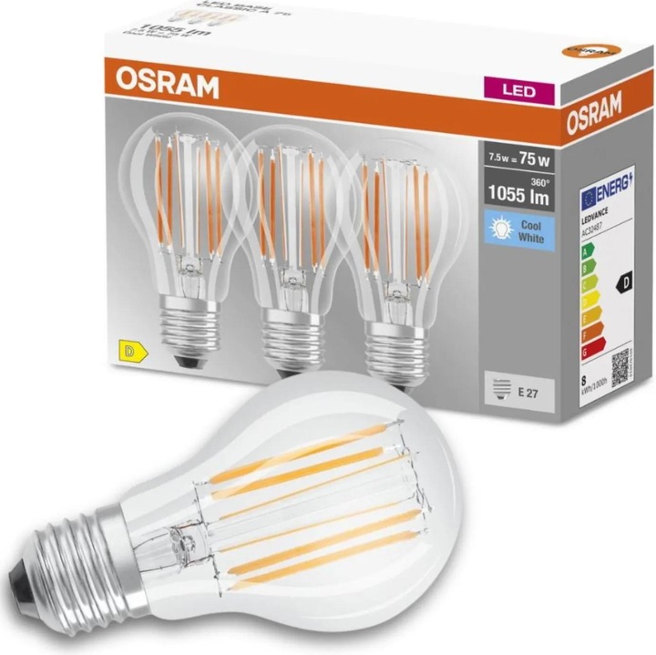 Produktbild Osram Led Base Classic A (E27, 7.50 W, 1055 lm, 3 x, D)