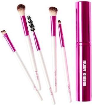 Ruby Kisses Makeup Brushes Set di pennelli per il trucco degli occhi in formato da viaggio con custodia
