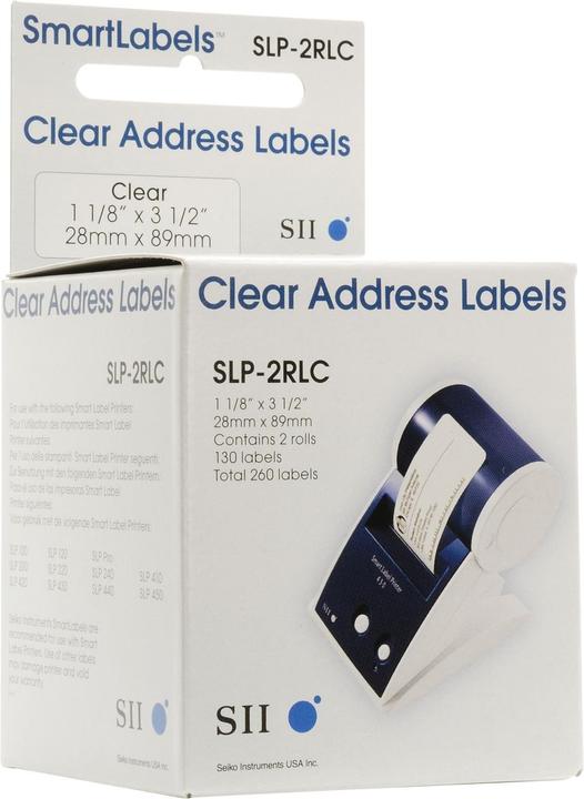 Produktbild Seiko SLP-2RLC Adressetiketten, transparent, 2 Rollen à 130 Etiketten (8.90 cm)