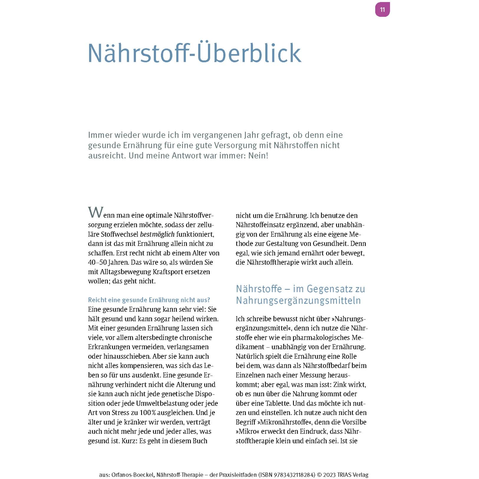 Thumbnail - Nährstoff-Therapie - der Praxisleitfaden, Ratgeber von Helena Orfanos-Boeckel