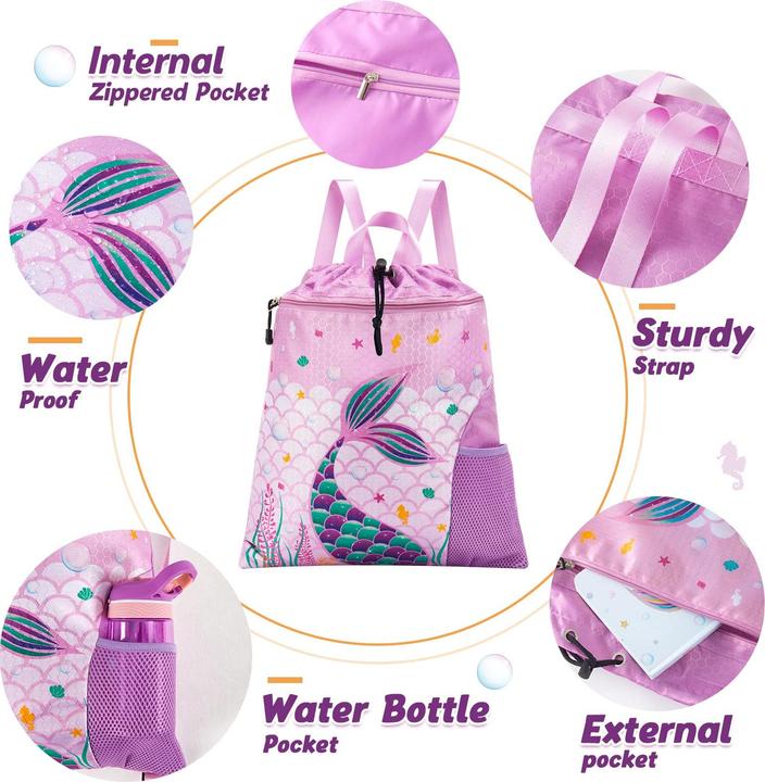 Produktbild Only-Bags.Store Rucksack Kinder - Wasserdichte Turnbeutel String Rucksack Sport Schule Strand Reisen Schwimmen